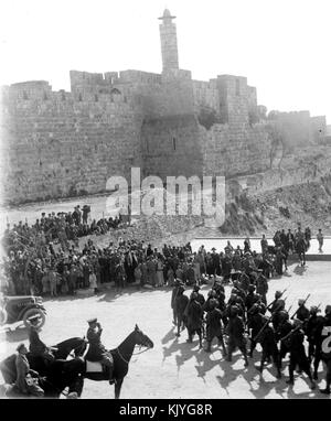 Erfassen und Besetzung Palästinas durch die Briten. Britische Truppen auf Parade am Jaffa-tor. 1917 Dez. 11530 matpc. Stockfoto