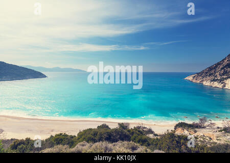 Schöne myrtos Beach auf der Insel Kefalonia, Griechenland Stockfoto