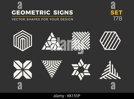 Satz von acht minimalistisch trendige Formen. Stilvolle Vektor logo Embleme für Ihr Design. einfache und universelle geometrischen Zeichen Sammlung. Stock Vektor