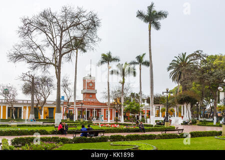 Historische Gebäude Erbe und Architektur: Biblioteca oder Bibliothek, in den Parque Municipal Park im Stadtteil Barranco, Lima, Peru Stockfoto