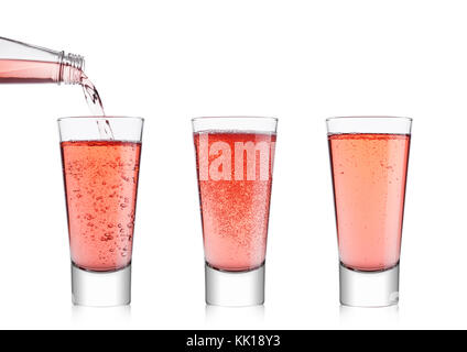 Pink soda Drink mit Glas Stockfoto