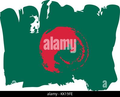 Bangladesch Flagge von Hand bemalt. Kunst aus Bangladesch Flagge. Stock Vektor
