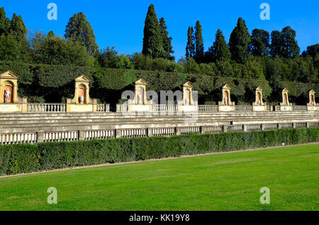 Statuen in den Boboli-gärten, Palazzo Pitti, Florenz, Italien Stockfoto