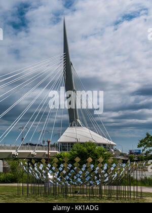 Esplanade Riel, die Gabeln National Historic Site, Winnipeg, Manitoba, Kanada. Stockfoto