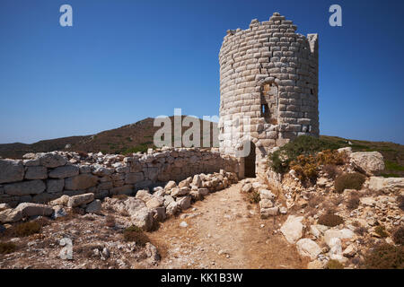 Der Turm von Drakanon, errichtet um 400 v. Chr. in Samos, Griechenland Stockfoto