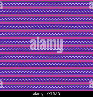 Cute nahtlose festliche Vorlage mit rosa, blau und violett Zig Zag Streifenmuster. Vector Illustration, Print, Banner, Karte für Design. Trendy seamle Stockfoto