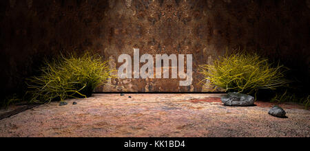 3D-Render abstrakt Hintergrund Stadt Lifestyle. Wand- und Estrich Hintergrund. Spotlight Stockfoto