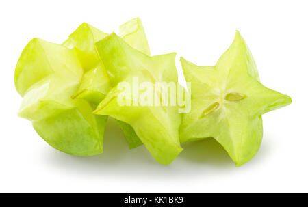 Karambolen Scheiben auf dem weißen Hintergrund isoliert. Stockfoto