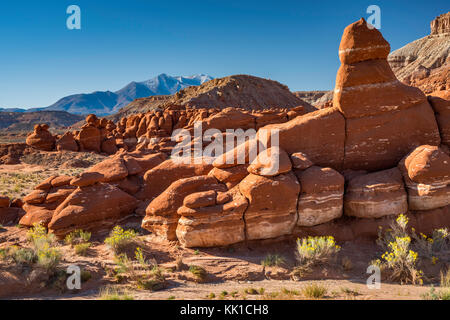 Sandstein-Goblins und Hoodoos am kleinen Ägypten geologischen Standort Bicentennial Autobahn Gebiet südlich Hanksville, Utah, USA Stockfoto