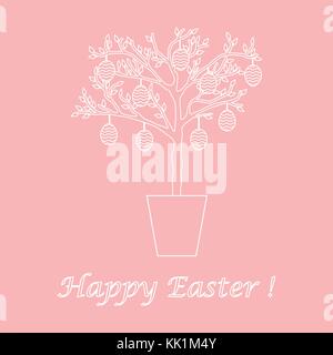 Cute Vector Illustration mit Ostereier Baum dekoriert. Design für Banner, Poster oder Drucken. Stock Vektor
