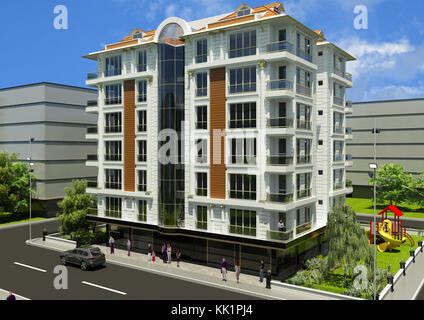 3D-Render von Residental Fassade Stockfoto
