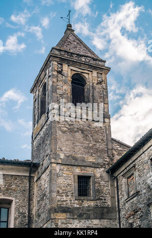 Cusercoli, Civitella di Romagna, Emilia Romagna, Italien. Glockenturm. Stockfoto