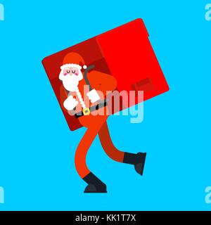 Santa Claus und einem grossen roten Sack. viele Geschenke, riesigen Rucksack. Weihnachten und neues Jahr Vector Illustration Stock Vektor