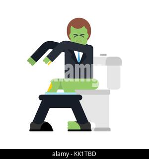 Zombie auf der Toilette. Grün toter Mann in wc. Vector Illustration Stock Vektor