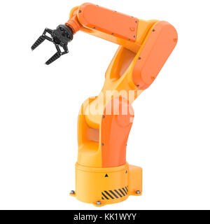 Industrial robot Arm auf Weiß isoliert. 3D-Darstellung Stockfoto