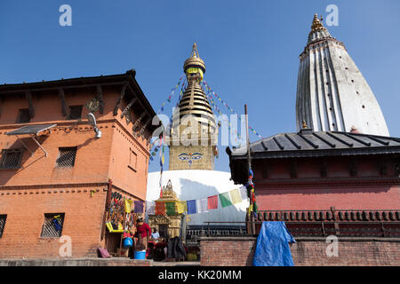 Swayambhunath Stupa, in Kathmandu Monkey Tempel Stockfoto