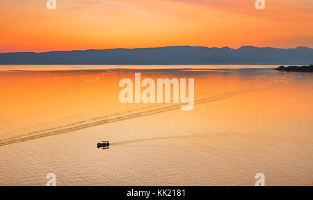 Ohrid See bei Sonnenuntergang, Mazedonien Stockfoto