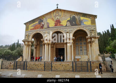 Jerusalem, Israel. - Dezember 11, 2010: Die Kirche aller Nationen oder die Basilika der Agonie, ist eine römisch-katholische Kirche in der Nähe des Gartens von Gethsemane ein Stockfoto