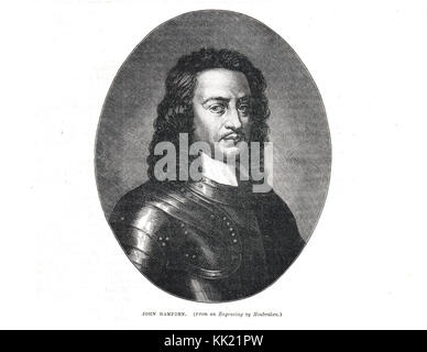 John Hampden (ca. 1595–1643), englischer Politiker aus dem 17. Jahrhundert, der an der Herausforderung der Autorität Karls I. beteiligt war Stockfoto