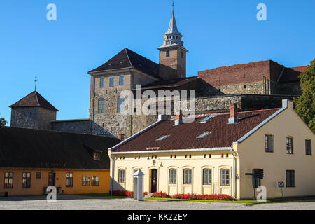 Die Akershus Festung oder Burg Akershus ist eine mittelalterliche Burg, erbaut zum Schutz von Oslo, der Hauptstadt Norwegens. Es hat auch als königliche Resi verwendet. Stockfoto