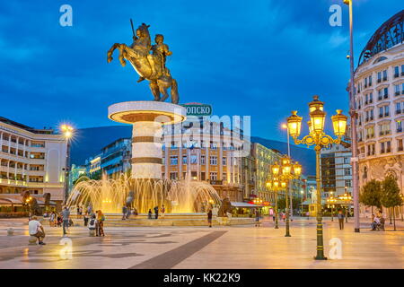 Statue von Alexander dem Großen, quadratischen, Skopje, Mazedonien Republik Mazedonien Stockfoto