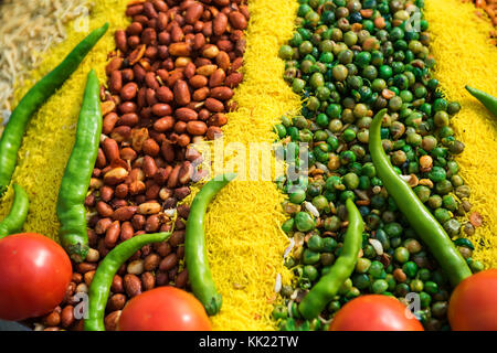 Closeup vegetarische indische Gericht mit Erbsen und Bohnen Stockfoto