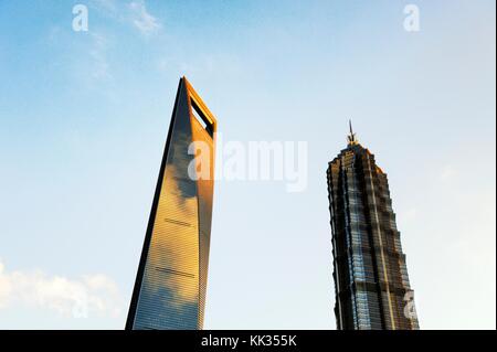 Shanghai, China. Shanghai World Financial Center (links, weltweit höchste) und dem Jin Mao Tower. Stadtteil Pudong, Shanghai Stockfoto