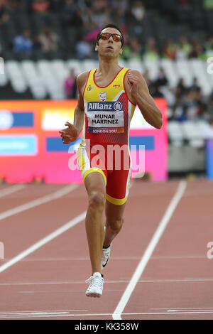 Joan MUNAR MARTINEZ von Spanien in der Männer 200m T12 heizt auf der Welt Para Meisterschaften in London 2017 Stockfoto