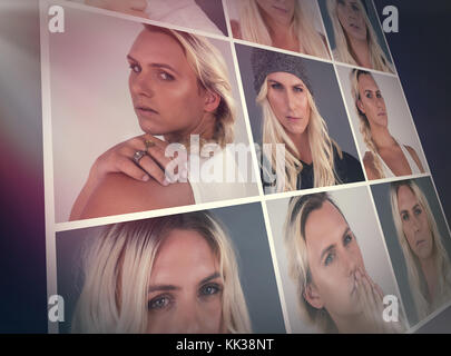 Menschen collage Portrait 3x3 Stockfoto