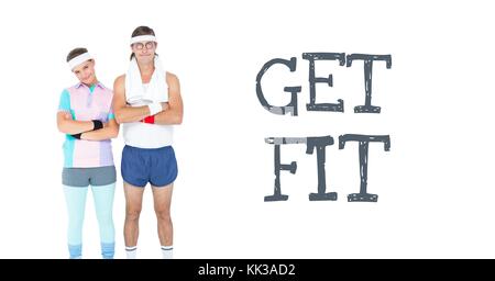 Digital composite von Get Fit text und fitness Paar Stockfoto