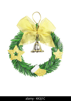 Runde Kunststoff weihnachten Kranz auf weißem Hintergrund Stockfoto