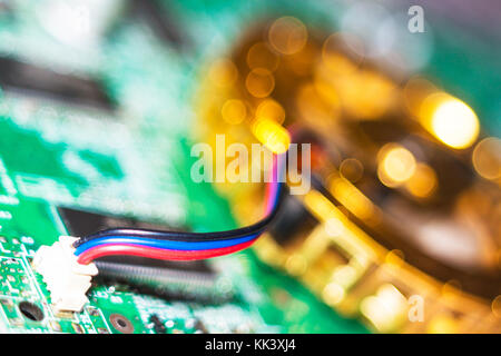 Computer in Makro. Verschiedene Details der Computer Komponenten in Nahaufnahme. Stockfoto