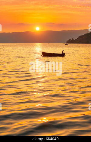 Ohrid See bei Sonnenuntergang, Mazedonien Stockfoto