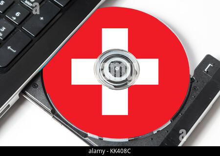 CD mit Daten und sitzerland Flagge Stockfoto