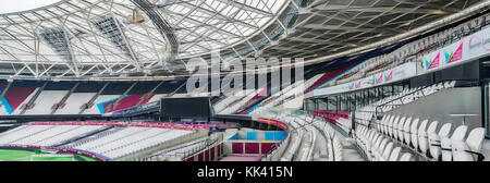 Die londoner Stadion Innenraum, der Heimat von West Ham United FC Stockfoto