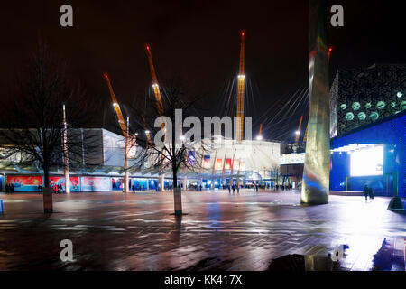 Der Außenbereich an der Vorderseite der o2-Arena in Greenwich, London Stockfoto