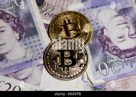 Bitcoin und die britische Pfund Stockfoto