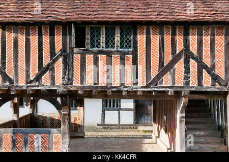 Detail der Titchfield Halle von 1619, verlegt und rekonstruiert die Weald und Downland Open Air Museum in Singleton, West Sussex. Stockfoto