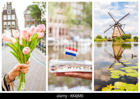 Collage aus verschiedenen Fotos von Amsterdam Stockfoto