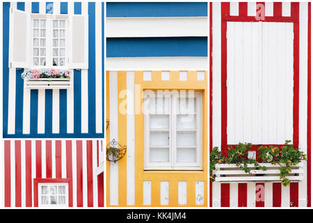 Collage von gestreiften bunte Fassaden Stockfoto