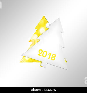 2018, Papier Weihnachtsbaum Platz Grußkarte Stockfoto