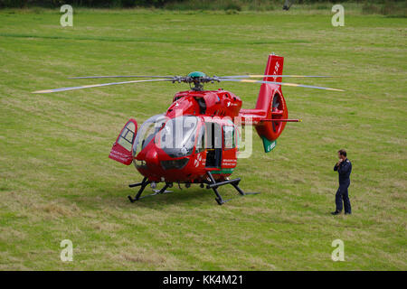 Airbus EC-145, Wales Air Ambulance, G-WROL, Llanfair P>G, Anglesey, Stockfoto