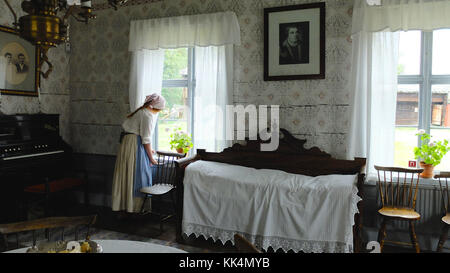 Sverige. 2014/08/09. Schwedische Lappland. Als UNESCO-Weltkulturerbe, Gammelstad Kirche Stadt, umgeben von 424 Holz - Häuser gebaut, ist ein villag Stockfoto