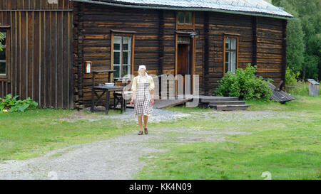 Sverige. 2014/08/09. Schwedische Lappland. Als UNESCO-Weltkulturerbe, Gammelstad Kirche Stadt, umgeben von 424 Holz - Häuser gebaut, ist ein villag Stockfoto