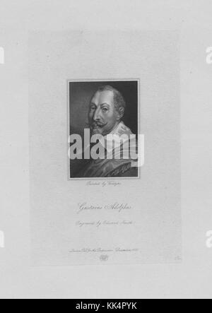 Das eingravierte Porträt von Gustavus Adolphus, dem König von Schweden von 1611 bis 1632, wird als Gründer Schwedens als Großmacht angesehen, er führte Schweden während des Dreißigjährigen Krieges, Europa, 1800. Aus der New York Public Library. Stockfoto