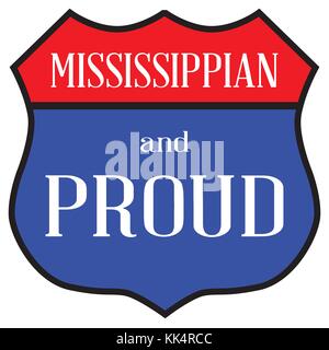 Route 66 Stil Verkehrsschild mit der Legende Bewohner und Stolz Stock Vektor