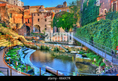 Griechisch-römische Theater von Catania in Sizilien, Italien Stockfoto