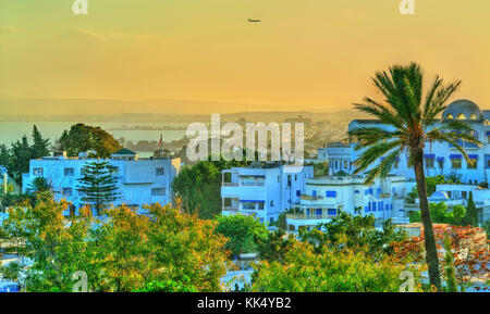 Anzeigen von Sidi Bou Said, einer Stadt in der Nähe von Tunis, Tunesien Stockfoto