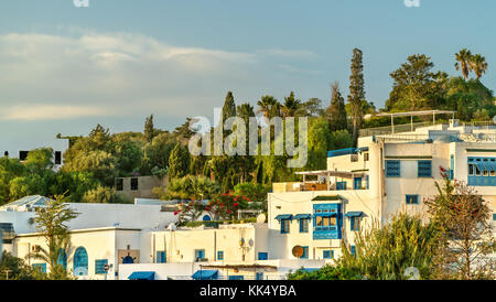 Anzeigen von Sidi Bou Said, einer Stadt in der Nähe von Tunis, Tunesien Stockfoto