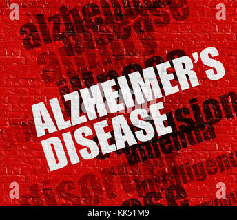 Gesundheit Konzept: Alzheimers Krankheit auf die rote Wand. Stockfoto